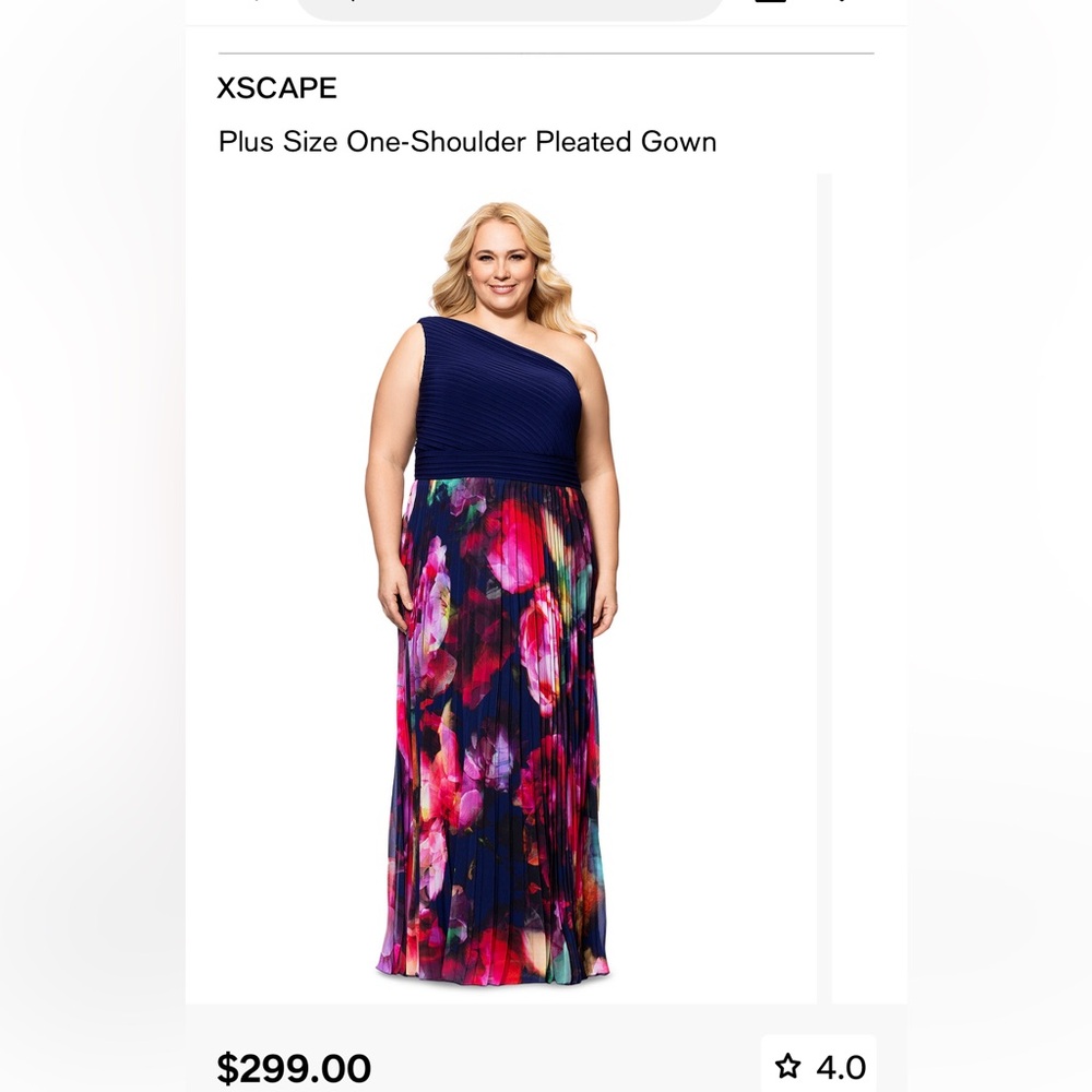 Xscape One-Shoulder Dress in Black and Floral